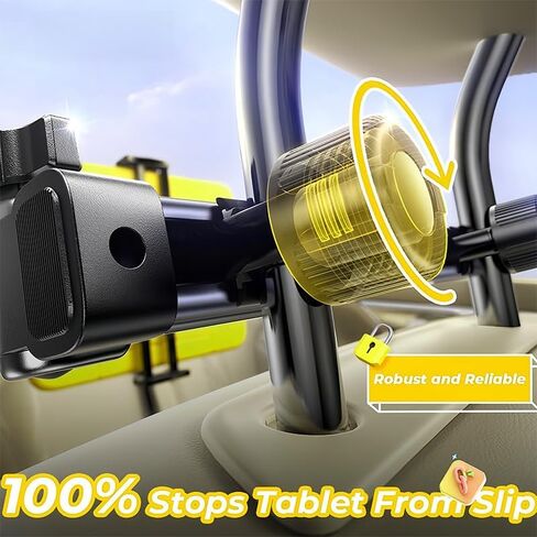 Phone Tablet Holder for Car Headrest, Foldable Tablet Stand Back Seat, 360°Rotating Car Mount, Road Trip Essentials, for 4.7-9.8" Device, Black in Kuwait