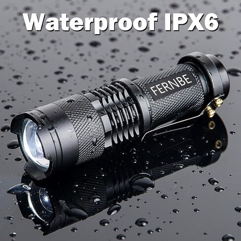 5 حزمة SK-68 3 أوضاع مصباح يدوي صغير LED مصباح الشعلة 7 وات 300 لومن قابل للتعديل التركيز زوومابلي ضوء مقاوم للماء، مع مشبك حزام مصباح يدوي للهدايا، والتخييم in Kuwait