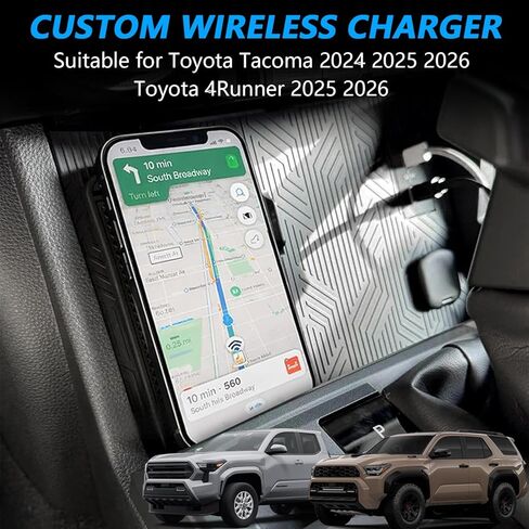شاحن لاسلكي مغناطيسي لسيارة Toyota Tacoma 2024 2025 2026 لسيارة Toyota 4Runner 2025 2026 15 وات وسادة شاحن هاتف لاسلكية سريعة مضادة للانزلاق لهواتف iPhone 17/16/15/14/13/12 in Kuwait