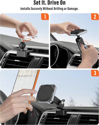 حامل هاتف مغناطيسي APPS2Car لسيارة Toyota 4Runner 2010-2024، حامل هاتف بفتحة تهوية معدنية CNC، 20 مغناطيس، ذراع قابل للتعديل 360 درجة، متوافق مع MagSafe وجميع الهواتف الذكية in Kuwait