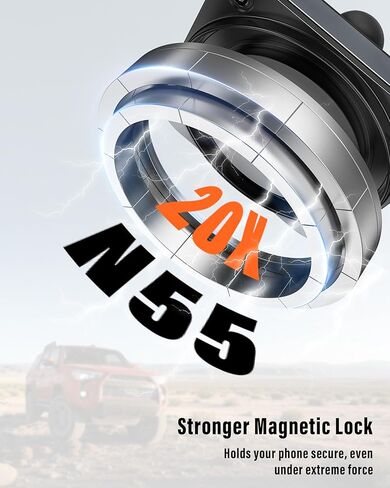 حامل هاتف مغناطيسي APPS2Car لسيارة Toyota 4Runner 2010-2024، حامل هاتف بفتحة تهوية معدنية CNC، 20 مغناطيس، ذراع قابل للتعديل 360 درجة، متوافق مع MagSafe وجميع الهواتف الذكية in Kuwait