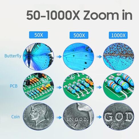 عدة المجهر المجهر شاشة LCD فيديو دعم 32 جيجابايت TF بطاقة 1000X المجهر والتلسكوب شرائح المجهر البصري in Kuwait