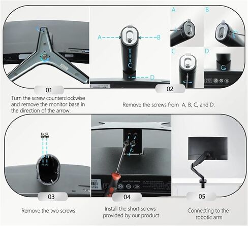 محول VESA لحامل الأذرع المكتبي، متوافق مع AOC، 22B1H 22B1HS 24B1H 24B1XH 27B1H شاشات التثبيت على الحائط 75x75 100x100 in Kuwait