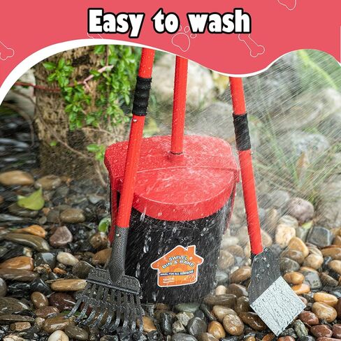 Pooper Scooper Large Swivel Bin & Rake for Large & Small Dogs Non-Breakable Dog Poop Scooper with 20 Waste Bags Easy to Clean Pet Waste Use on Grass, Dirt or Gravel - Pet Supplies in Saudi Arabia