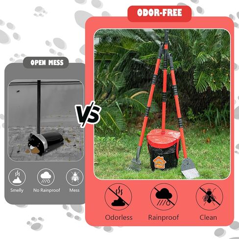 Pooper Scooper Large Swivel Bin & Rake for Large & Small Dogs Non-Breakable Dog Poop Scooper with 20 Waste Bags Easy to Clean Pet Waste Use on Grass, Dirt or Gravel - Pet Supplies in Saudi Arabia