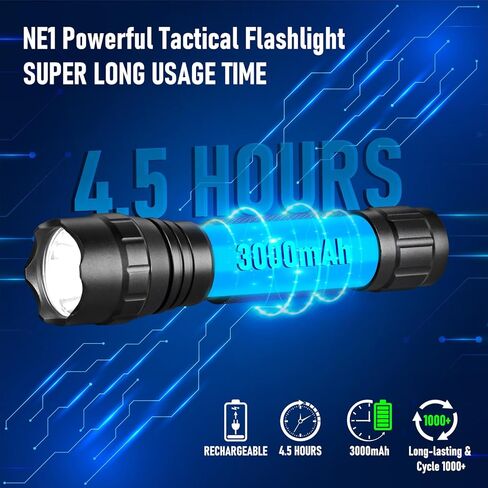 NE1 مصابيح الشرطة التكتيكية عالية التجويف مصباح LED أحادي الوضع، 1200 لومن مصباح جيب محمول للتخييم، إنفاذ القانون، الطوارئ in Kuwait