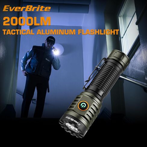 EverBrite 2000LM Rechargeable LED Flashlight, Super Bright Pocket EDC Flashlight with Magnetic Base, 6 Modes & Memory Function, Waterproof Aluminum Flash Light for Camping, Emergency, Power Outage in Kuwait