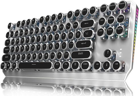 SEUNKWANG EWEADN Wireless Mechanical Typewriter Keyboard,80% Layout with White Backlit, Anti-Ghosting, Blue Switch Bluetooth/2.4GHz/USB-C Aesthetic Keyboard-Black in Kuwait