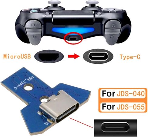 chenyang PS4 USB C DIY Connector for DualShock JDS-040/055 Micro USB 5Pin to USB C Female Socket Port Repair Replacement Solder Adapter in Kuwait