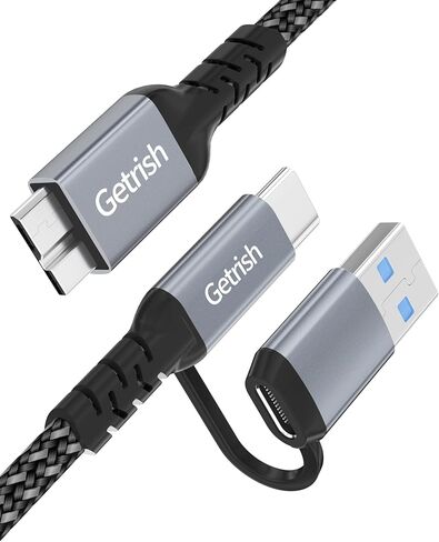 10Gbps Micro B to USB C, 1.5FT External Hard Drive Cable, Nylon Braided USB 3.1 Micro Cord Compatible with MacBook Pro/Air, iPad, WD Seagate Toshiba Westgate, Samsung Galaxy, iPhone in Kuwait