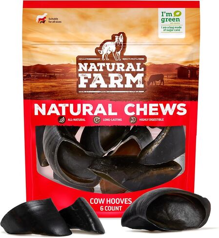 Natural Farm Cow Hooves (6 Pack), Odor-Free, All Natural Sourced from Farm-Raised Beef Hoof Dog Treats, Great Alternative to Bully Sticks or Rawhide, Dental Chew for Small, Medium, Large Breeds in Saudi Arabia