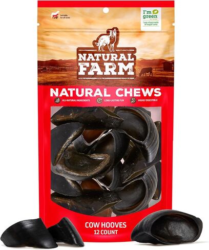 Natural Farm Cow Hooves (6 Pack), Odor-Free, All Natural Sourced from Farm-Raised Beef Hoof Dog Treats, Great Alternative to Bully Sticks or Rawhide, Dental Chew for Small, Medium, Large Breeds in Saudi Arabia