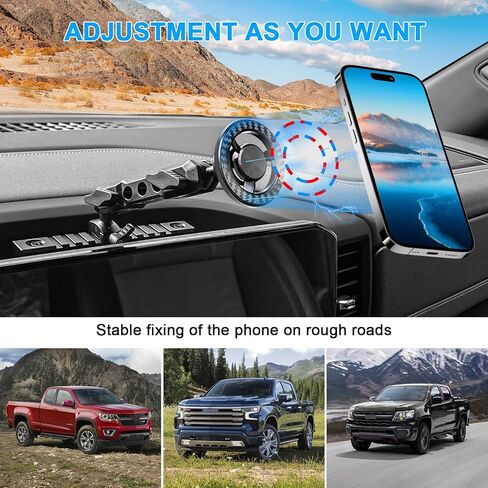 حامل الهاتف MagSafe متوافق مع 2019-2026 Chevy Silverado/GMC Sierra 1500 Dash Phone حامل الملحقات الداخلية، حامل الهاتف الخلوي قابل للتعديل 360 درجة (مغناطيسي) in Kuwait
