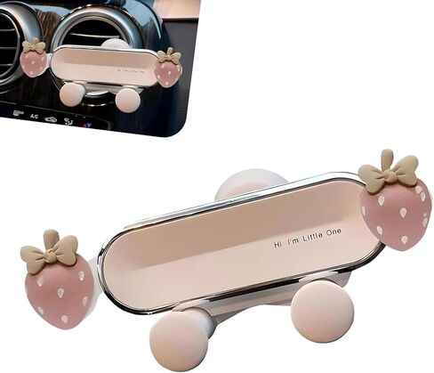 Car Phone Holder, Flower 3D Cute Cartoon Straight Outlet Decoration for Women Girls, Anti-shake Adjustable Air Vent Navigation Mount, Portable Stand for Most Devices (White) in Kuwait