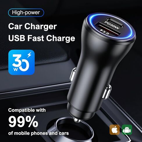 Penemay شاحن سيارة USB شاحن هاتف السيارة، محول سيارة مزدوج المنافذ لهاتف iPhone 17 16 15 Pro Max/14/13/iPad، Samsung S26/S25 Android الخلوي، in Kuwait