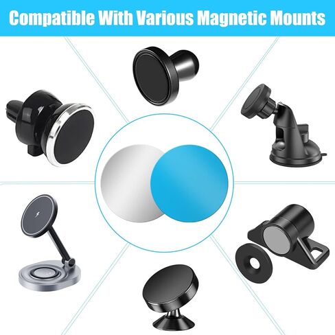 Qianyu 30 Pcs Universal Metal Plate for Magnetic Car Phone Holders Round Universal Replacement Sticker Back Compatible with Car Magnetic Mounts in Kuwait