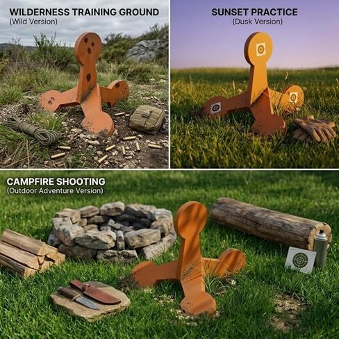 Reactive Jumping Jack Target with 2 PCS Plates, Auto Reset Rolling Steel Target for Pistol Training, Portable Flipping Shooting Target, Powder Coated Orange, Includes Bolts & Wrench in Kuwait