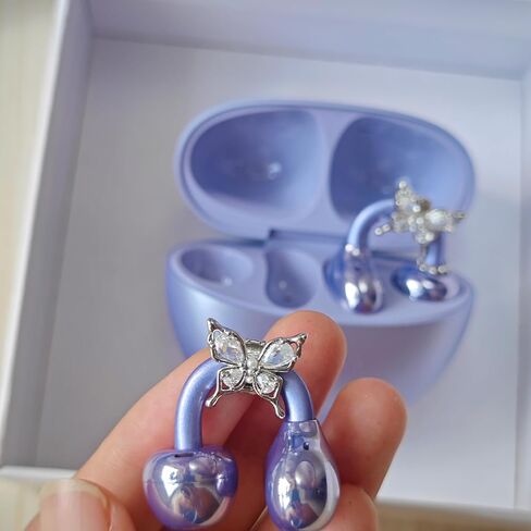 Bow Rhinestone for Clip on Earbuds Open Ear Accessories, Elegant Zirconia Decorative Earphone Accessories, Removable Exquisite DIY Decoration in Kuwait