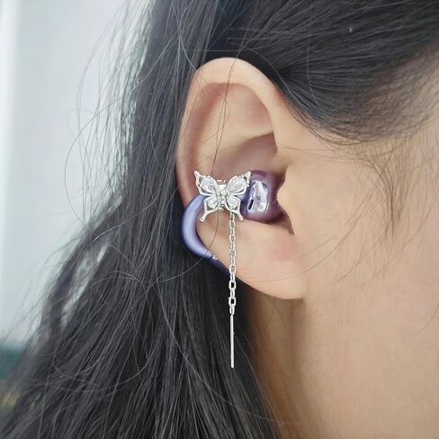 Bow Rhinestone for Clip on Earbuds Open Ear Accessories, Elegant Zirconia Decorative Earphone Accessories, Removable Exquisite DIY Decoration in Kuwait