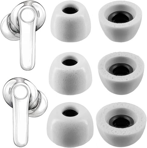 أطراف أذن بديلة من إسفنج الذاكرة لسماعات الأذن EarFun Air Pro 3 / Air Pro 4 / Air Pro 4+ Plus، أبيض in Kuwait