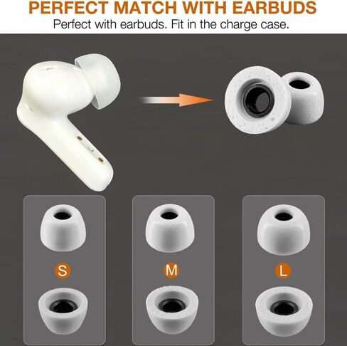 أطراف أذن بديلة من إسفنج الذاكرة لسماعات الأذن EarFun Air Pro 3 / Air Pro 4 / Air Pro 4+ Plus، أبيض in Kuwait