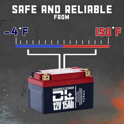 بطارية DL+ 12V 15Ah LiFePO4 - 300CCA ثنائي الغرض، دورة عميقة وطاقة بدء، ليثيوم خفيف الوزن، نظام إدارة المباني الذكي، ضمان لمدة 11 عامًا - للمركبات ATV، وUTV، والبحرية، ورياضات الطاقة in Kuwait