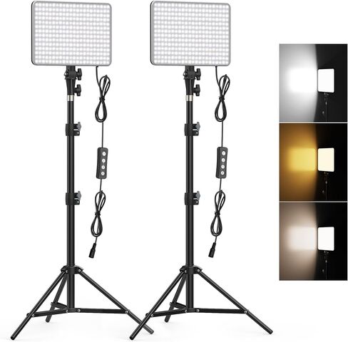 30W Upgraded Photography Lighting Kit, Anautin 2-Pack LED Video Lighting for Video Recording, 3700Lux Studio Lights with Tripod Stand for Photography, Streaming, Gaming, Podcast, Filming, Vlogging in Kuwait