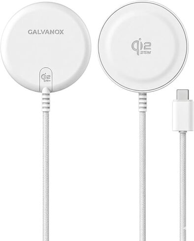 Galvanox 25W Magnetic Wireless Charger for Pixelsnap - Qi2.2 Fast Charging Pad (Compatible with MagSafe) 6FT USB-C Braided Cable for Pixel 10 Pro XL (White) in Kuwait