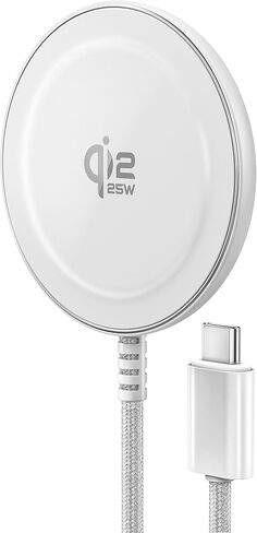 Galvanox 25W Magnetic Wireless Charger for Pixelsnap - Qi2.2 Fast Charging Pad (Compatible with MagSafe) 6FT USB-C Braided Cable for Pixel 10 Pro XL (White) in Kuwait
