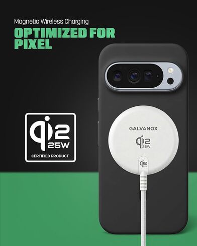 Galvanox 25W Magnetic Wireless Charger for Pixelsnap - Qi2.2 Fast Charging Pad (Compatible with MagSafe) 6FT USB-C Braided Cable for Pixel 10 Pro XL (White) in Kuwait