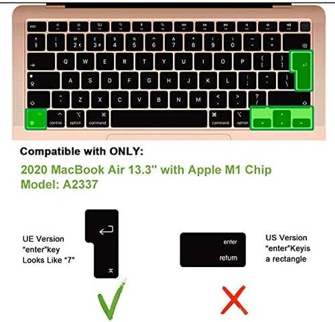 غطاء لوحة مفاتيح رفيع للغاية من السيليكون باللغة الإسبانية لجهاز MacBook Air 13.3 بوصة 13 بوصة 2020 M1 معالج (موديل A2337) واقي ملحقات معرف اللمس إصدار الاتحاد الأوروبي وESP، (أسود) in Kuwait