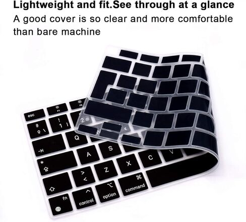 غطاء لوحة مفاتيح رفيع للغاية من السيليكون باللغة الإسبانية لجهاز MacBook Air 13.3 بوصة 13 بوصة 2020 M1 معالج (موديل A2337) واقي ملحقات معرف اللمس إصدار الاتحاد الأوروبي وESP، (أسود) in Kuwait