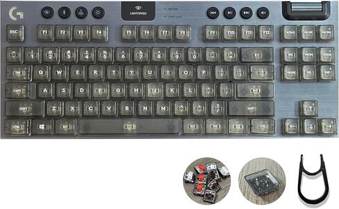 Transparent PC Keycap Set,Suitable for Logitech G813/G815/G913/G915 TKL RGB Mechanical Gaming Keyboards,Shine Through Replacement Keycaps (Transparent Black,87 TKL Keys) in Kuwait