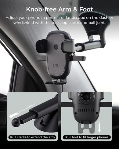 iOttie Easy One Touch Wireless 3 Dash & Windshield Car Mount، حامل هاتف شحن سريع 15W Qi، مشبك تلقائي بيد واحدة، حامل هاتف ذكي قابل للتعديل لهاتف iPhone 17 Pro Max، iPhone 12-17، Samsung، Pixel in Kuwait