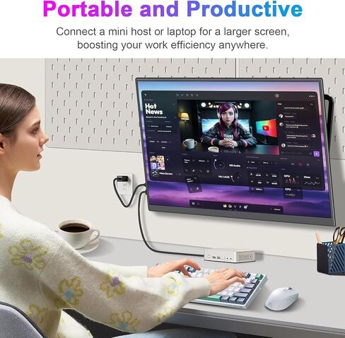 Portable Monitor 16" 165Hz 1920x1200P 133% sRGB 16:10 FHD Mini HDMI USB-C Gaming Monitor with FreeSync, HDR, Speakers, VESA, External Second Screen for Laptop, PS,Mac, Xbox,Switch2 in Kuwait