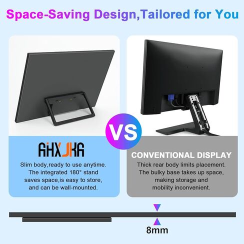 Portable Monitor 16" 165Hz 1920x1200P 133% sRGB 16:10 FHD Mini HDMI USB-C Gaming Monitor with FreeSync, HDR, Speakers, VESA, External Second Screen for Laptop, PS,Mac, Xbox,Switch2 in Kuwait