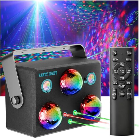 أضواء الحفلات ديسكو لايت، كرة ديسكو RGB LED أضواء ليزر منشطة بالصوت، جهاز عرض أضواء دي جي مع جهاز تحكم عن بعد لحفلات عيد الميلاد وحفلات النادي هدية عيد ميلاد كاريوكي KTV بار الرقص وديكورات حفلات الهالوين in Kuwait