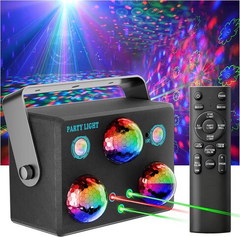 أضواء الحفلات ديسكو لايت، كرة ديسكو RGB LED أضواء ليزر منشطة بالصوت، جهاز عرض أضواء دي جي مع جهاز تحكم عن بعد لحفلات عيد الميلاد وحفلات النادي هدية عيد ميلاد كاريوكي KTV بار الرقص وديكورات حفلات الهالوين in Kuwait