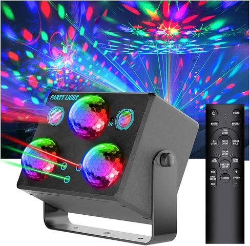 Party Lights, Disco Ball Disco Lights,Dj Rave Lights Led Strobe Lights Sound Activated Stage Lights Projected Effect Dancing Lights Remote Control for Birthday Xmas Wedding Bar Kids Christmas-2 Packs in Saudi Arabia