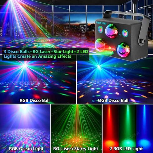 Party Lights, Disco Ball Disco Lights,Dj Rave Lights Led Strobe Lights Sound Activated Stage Lights Projected Effect Dancing Lights Remote Control for Birthday Xmas Wedding Bar Kids Christmas-2 Packs in Saudi Arabia