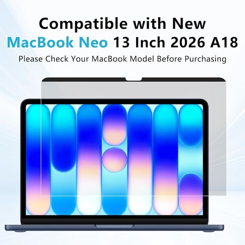 Magnetic Privacy Screen Protector for 2026 MacBook Neo 13-inch A18 Pro, Anti-Spy, Anti-Glare, Blue Light Filtering, Effectively Relieves Eye Strain, Easy to Install, Removable and Reusable for Mac Neo in Kuwait