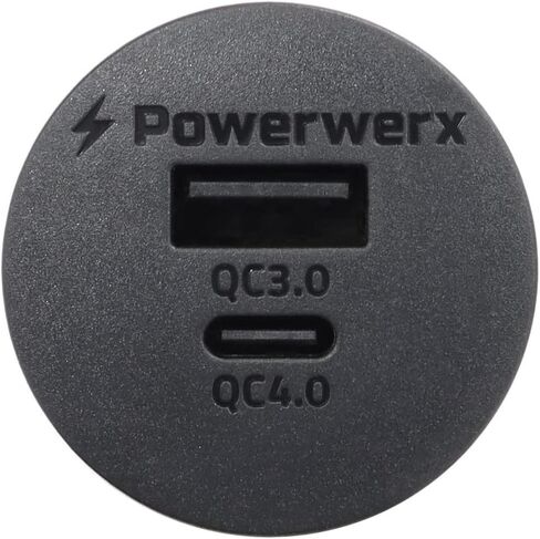 Powerwerx Panel Mount Combination USB QC3.0 and USB Type-C QC4.0 Fast Device Charger in Kuwait