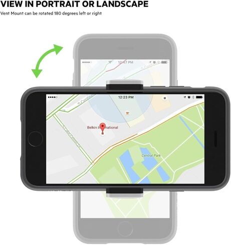 حامل فتحة تهوية السيارة العالمية من بيلكين للهواتف الذكية - حامل آمن قابل للتعديل لهواتف iPhone وSamsung وPixel وLG، يدور 180 درجة للصورة والمناظر الطبيعية، ومشبك إدارة الكابلات، أسود، مع قطعة قماش للتنظيف in Kuwait