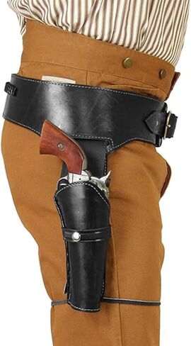 خمر بو الجلود بندقية مزدوجة مسدس حزام الحافظة، الغرب القديم كاوبوي Gunfighter مسدس حامل للرجال، تأثيري Steampunk زي حزام رصاصة مع لعبة بندقية الحافظة in Kuwait