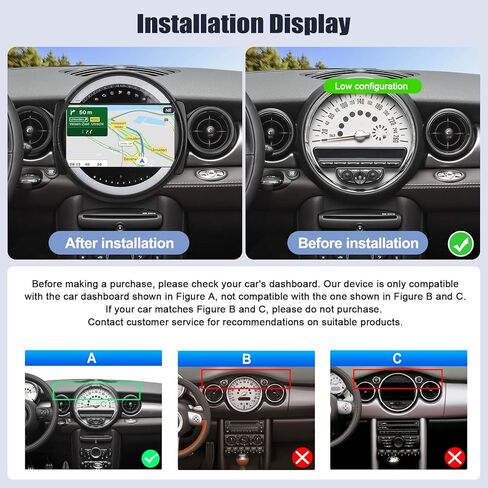 راديو سيارة SixWIN 4G+128G Andriod لسيارة BMW Mini Clubman R55 / Mini Cooper R56 2007-2013 مع CarPlay Android Auto 9 بوصة شاشة تعمل باللمس Incell مع نظام تحديد المواقع العالمي (GPS) وكاميرا احتياطية وميكروفون in Kuwait