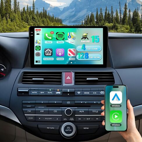Inefala [4G+128G] Android 15 Car Radio for Honda Accord 2008-2012 Car Stereo with Wireless Carplay/Android Auto, 9 Inch HD Touchscreen with GPS WiFi Bluetooth FM/RDS EQ SWC Backup Camera MIC in Saudi Arabia