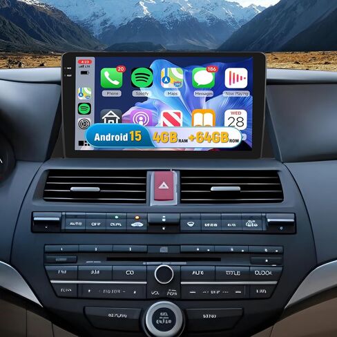 Inefala [4G+128G] Android 15 Car Radio for Honda Accord 2008-2012 Car Stereo with Wireless Carplay/Android Auto, 9 Inch HD Touchscreen with GPS WiFi Bluetooth FM/RDS EQ SWC Backup Camera MIC in Saudi Arabia
