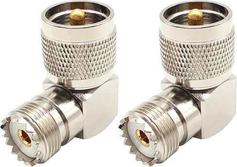 UHF Male to Female 90 Degree Coaxial Connector PL259 to SO239 Right Angle Coax Adapter for CB Radios Antennas 2PCS in Kuwait