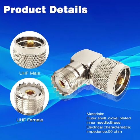UHF Male to Female 90 Degree Coaxial Connector PL259 to SO239 Right Angle Coax Adapter for CB Radios Antennas 2PCS in Kuwait
