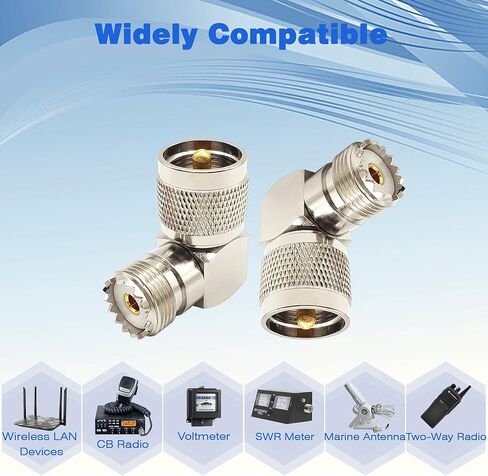 UHF Male to Female 90 Degree Coaxial Connector PL259 to SO239 Right Angle Coax Adapter for CB Radios Antennas 2PCS in Kuwait